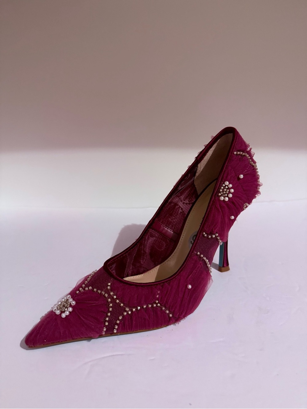 Betsey Johnson Fuchsia Jeweled Pointed-Toe Heel